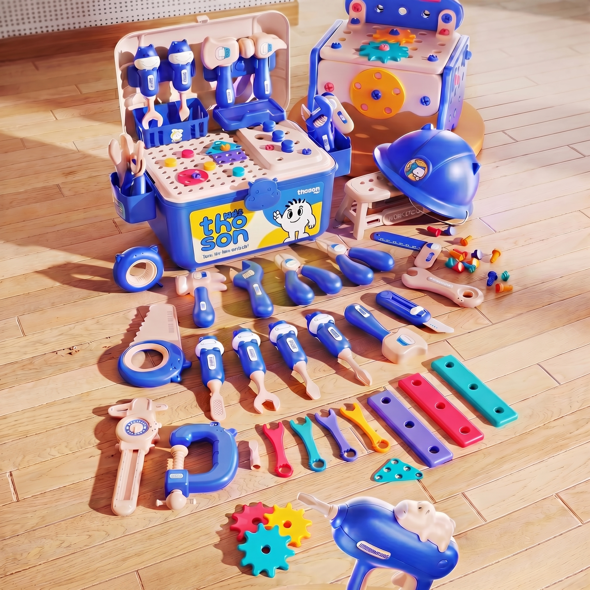 Kids Tool Set & Toolbox Workbench – Thoson BuildBox, Screen-Free