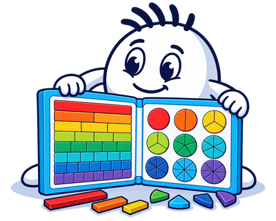 Mascot opening the FracSnap magnetic fraction book