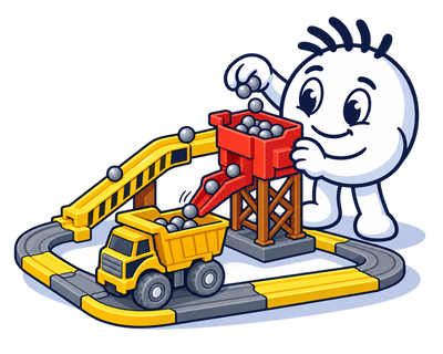 Mascot loading rocks into the Quarry loading station
