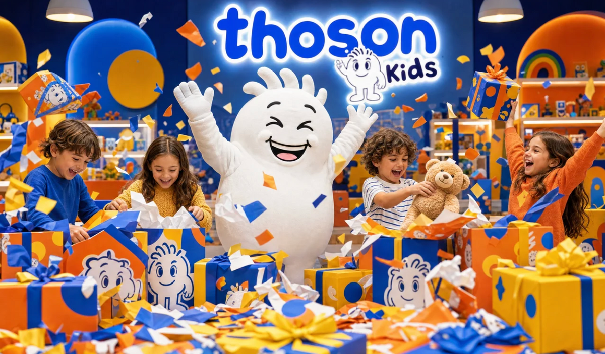 Thoson kids celebrating with our toys