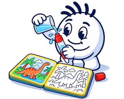 Mascot filling the AquaDoodle water pen