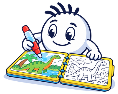 Mascot painting with water as colors appear on the AquaDoodle page