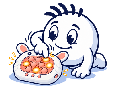 Mascot pressing the lit Blitz bubbles