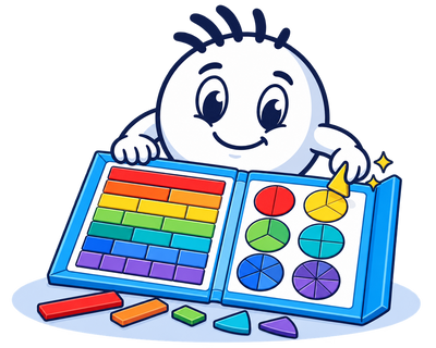 Mascot completing a FracSnap fraction circle