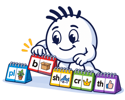 Mascot picking a Lingo flip book