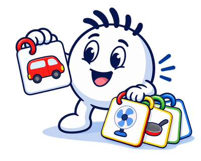 Mascot sounding out a ReadLadder picture card