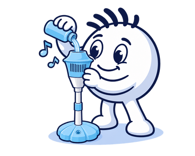 Mascot pouring bubble solution into SkyPop