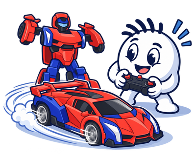 Mascot drifting the SpiderRacer car